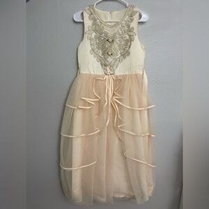 Cream Embellished Tiered Babydoll Dress